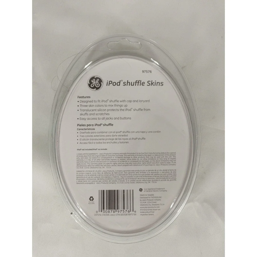 GE iPod Shuffle Skins MP3 MP4 AAC Green‎ White Blue 3 pk New In Package 97576